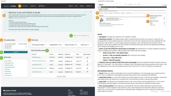 Side-by-side comparison of the redesigned Publish to Kindle dashboard and the legacy Vendor Central experience